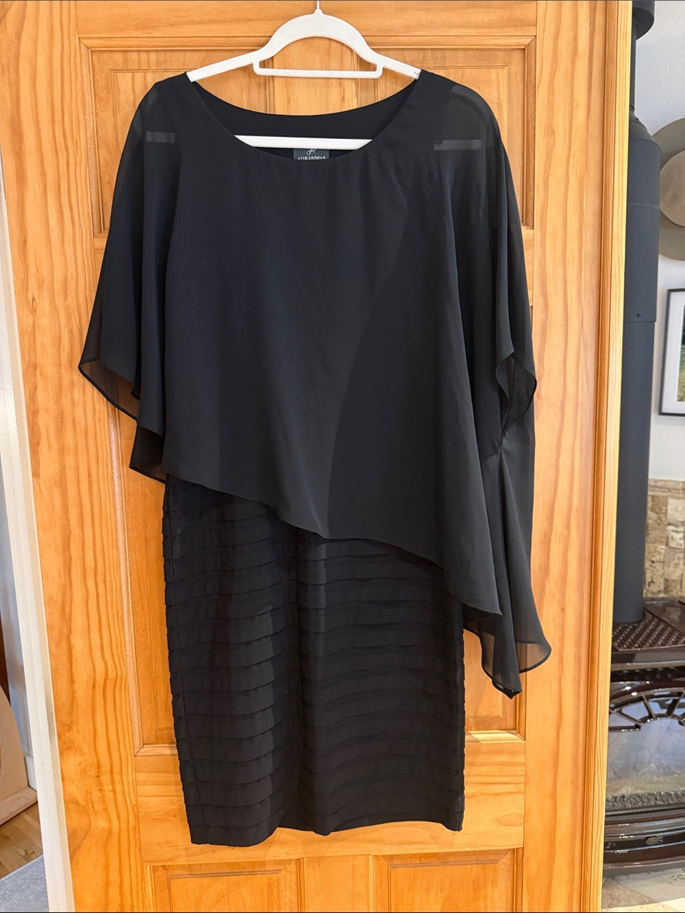 Adrianna Papell Black Layered Midi Dress